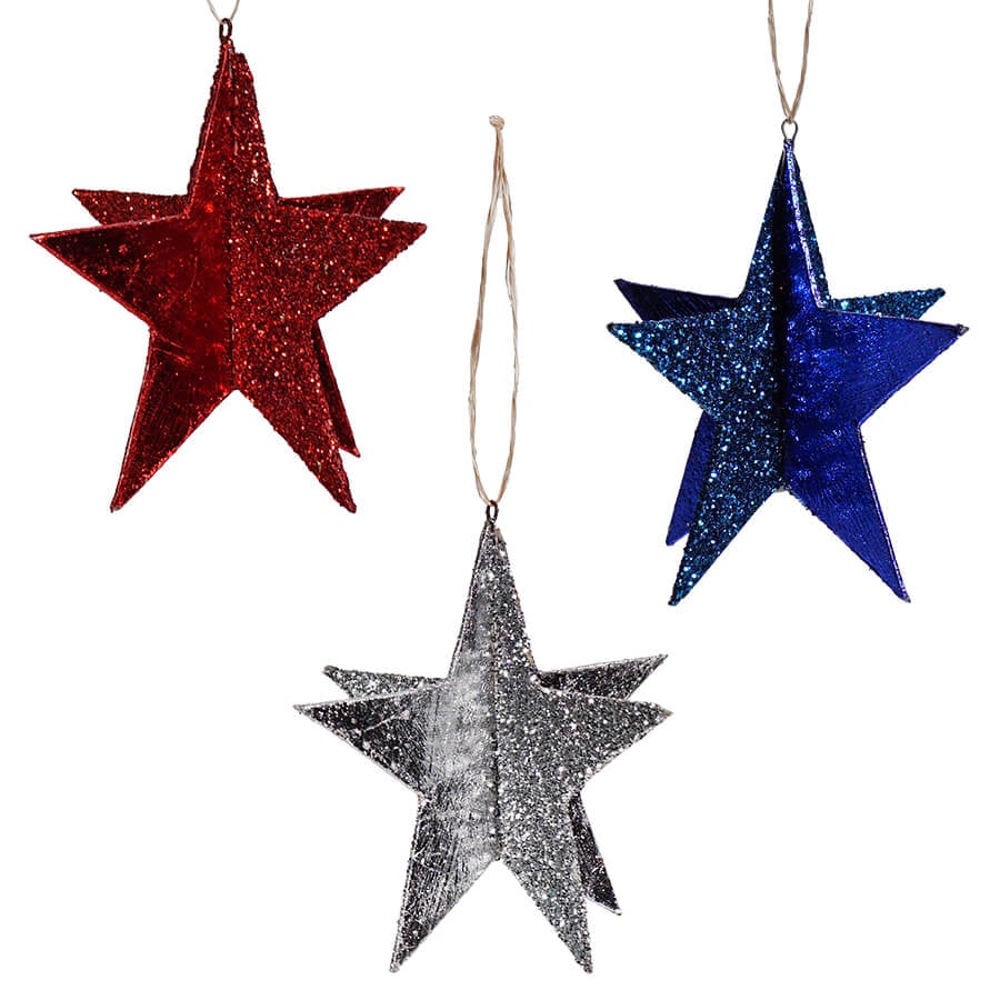 Americana Star Ornaments Set/3