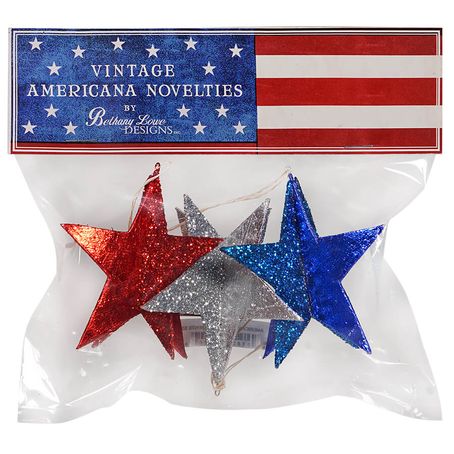 Americana Star Ornaments Set/3