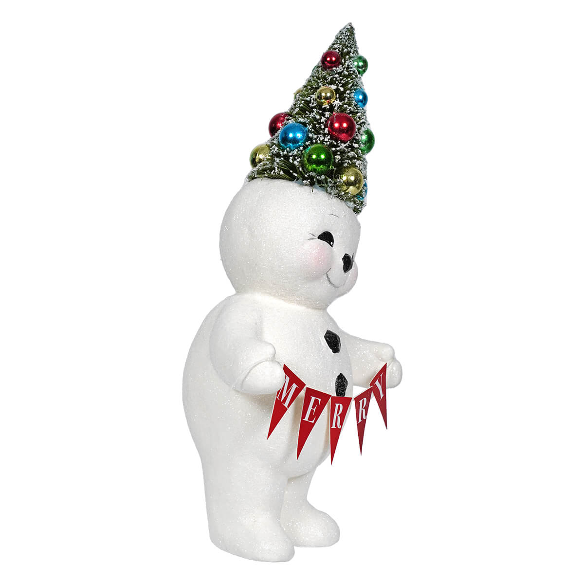 Retro Merry Snowman With Tree