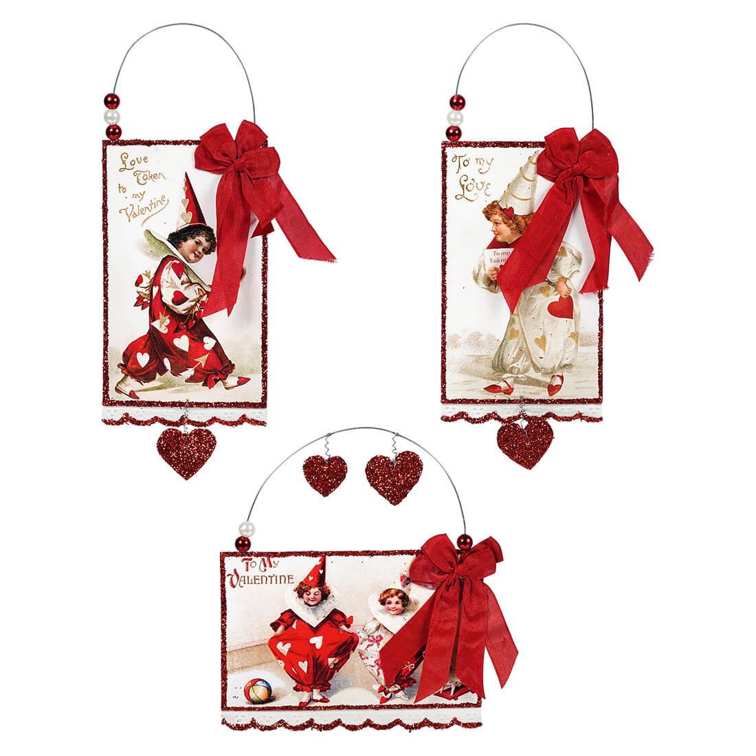 Valentine Postcard Ornaments Set/3