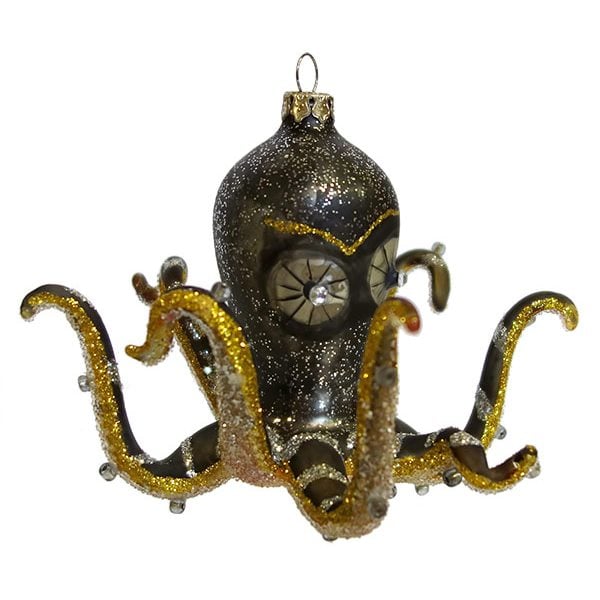 Grey-Gold Kitsch Octopus Ornament