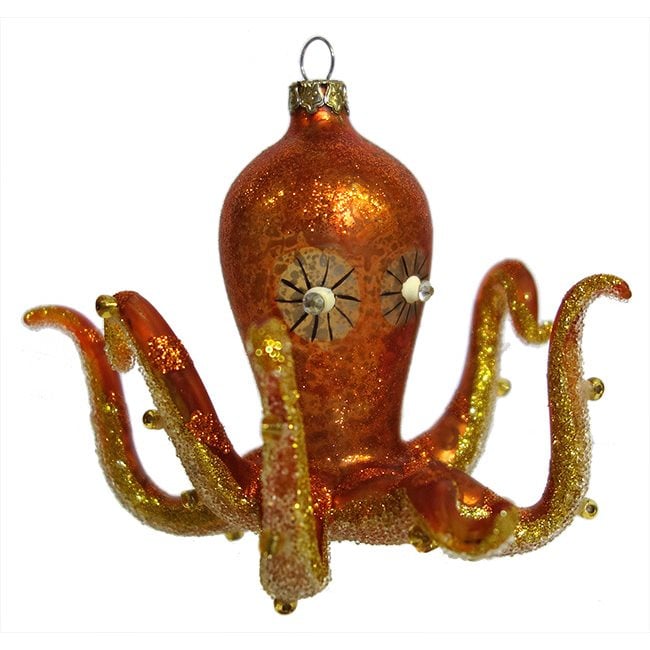 Orange Kitsch Octopus Ornament
