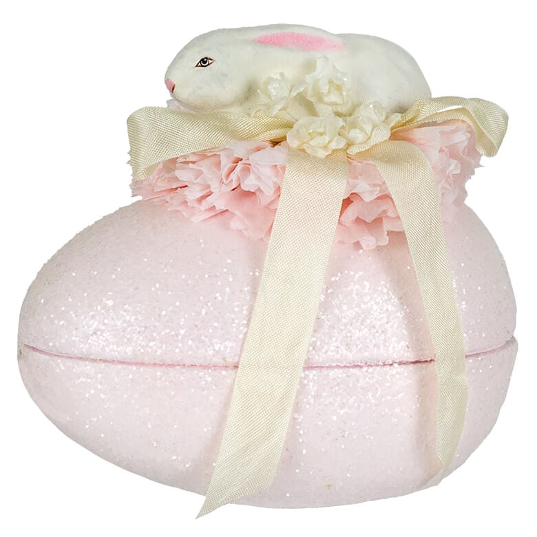Bunny on Pink Glittered Egg Box