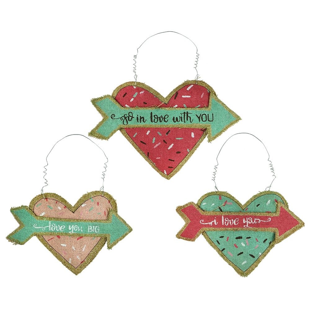 Sprinkled With Love Burlap Hearts Set/3