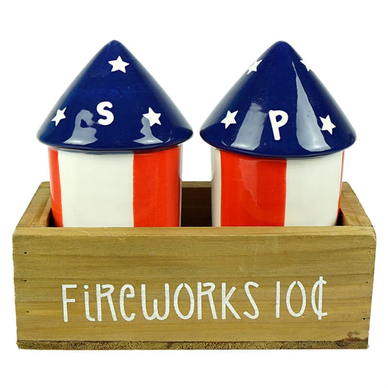 Fireworks With Crate Salt & Pepper Shakers Set/3