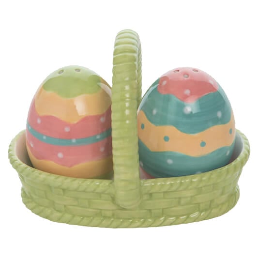 Easter Dottie Eggs In Basket Salt & Pepper Shakers Set/3