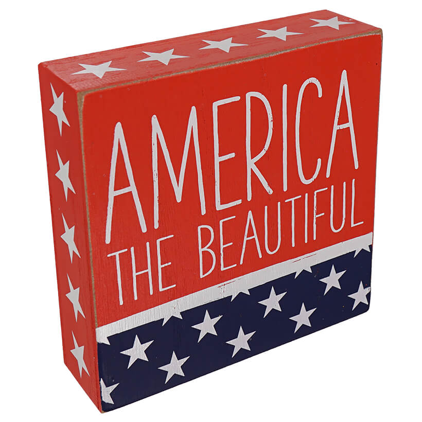 America The Beautiful Americana Block Decor