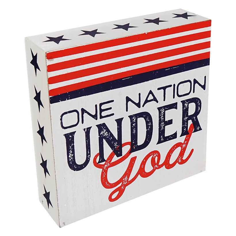 One Nation Under God Americana Block Decor