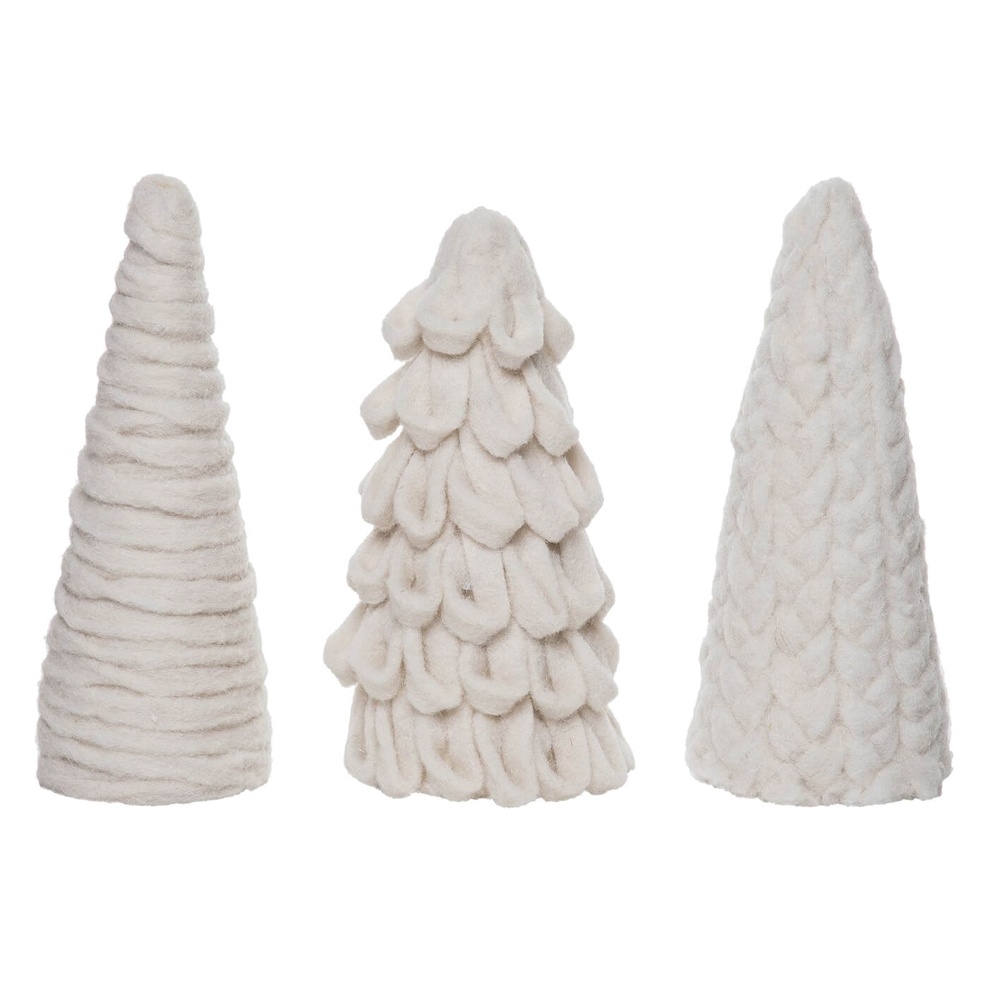 White Knit Texture Tree Decor Set/3