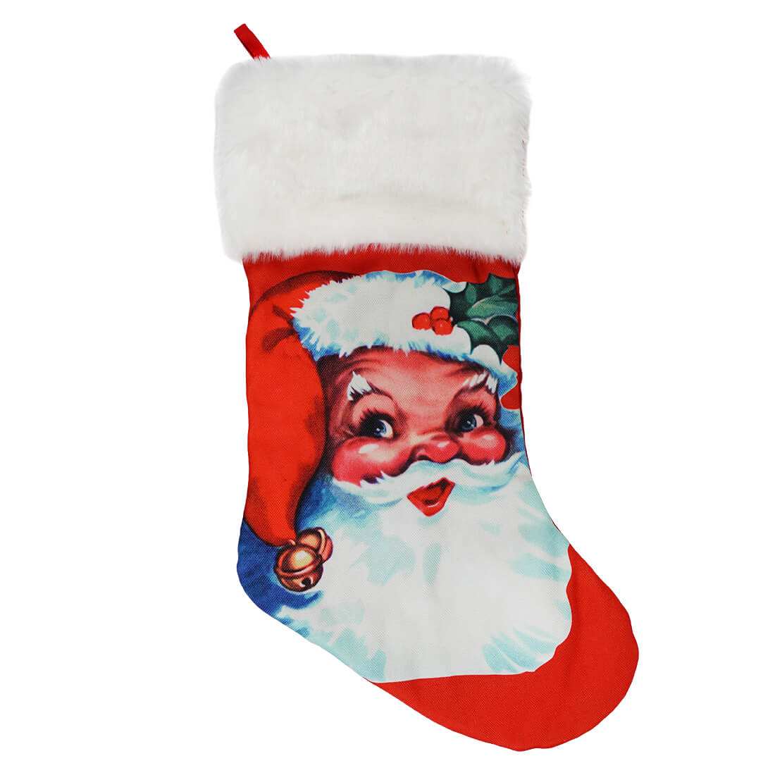 Red Traditional Santa Printed Stocking