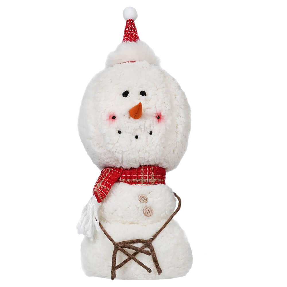 Plush Red & White Santa Hat Snowman Decor