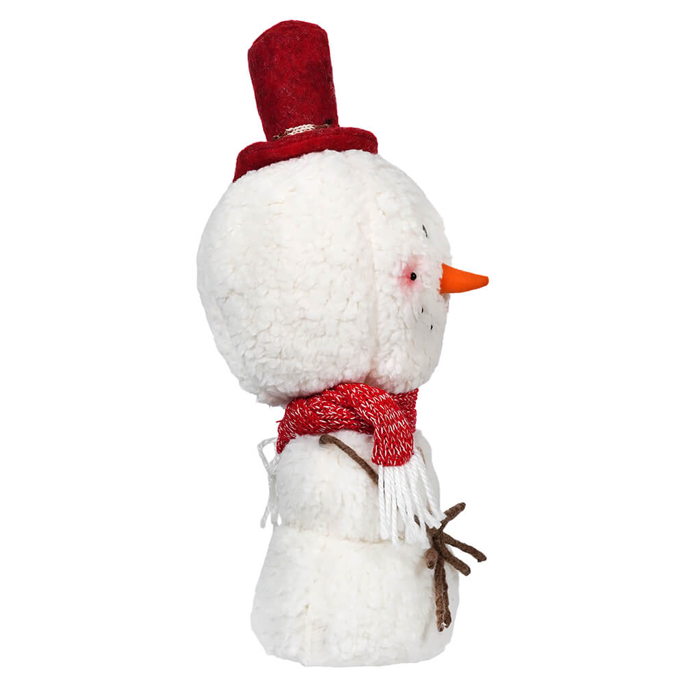 Plush Red & White Top Hat Snowman Decor