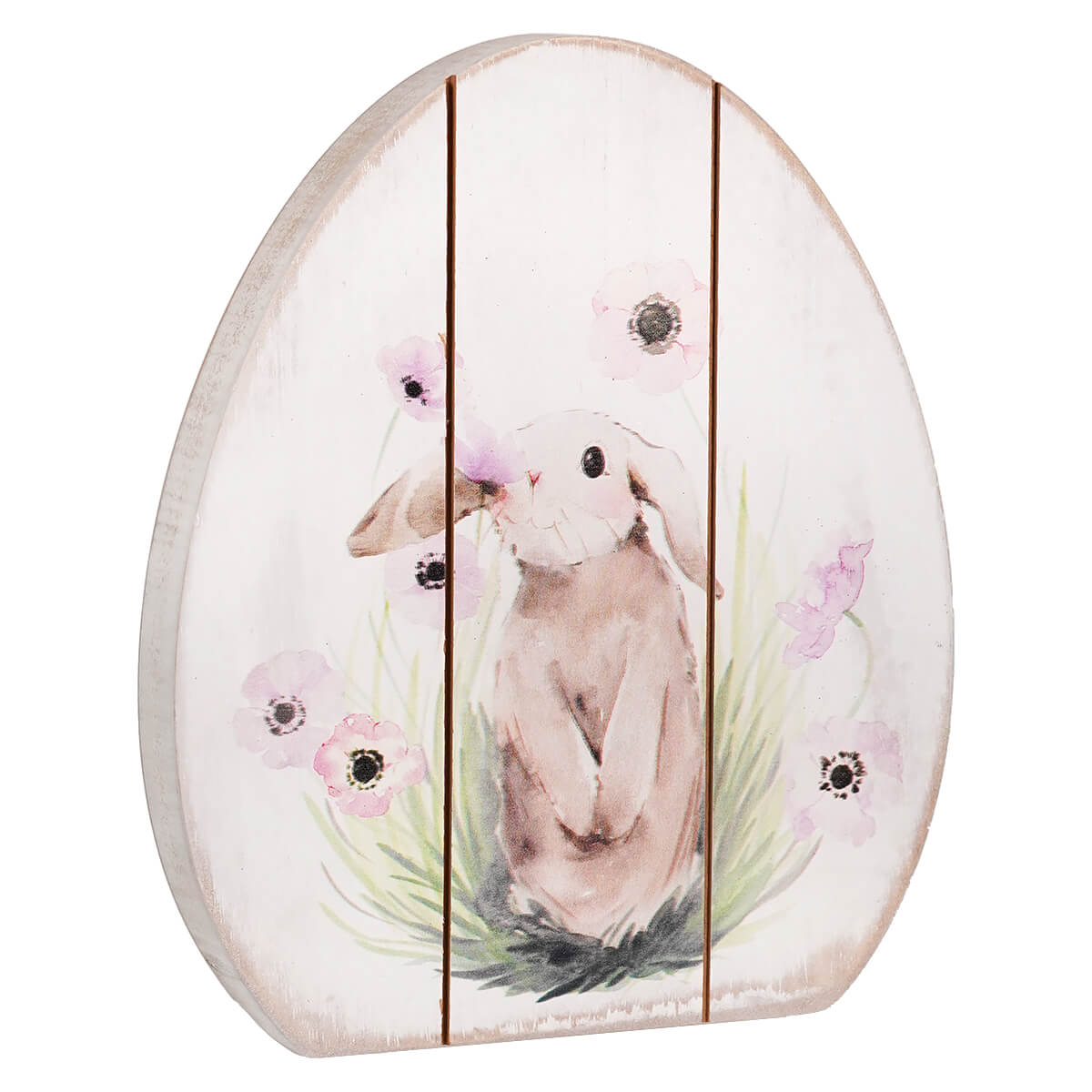 Floral Easter Bunny Egg Shaped Decor