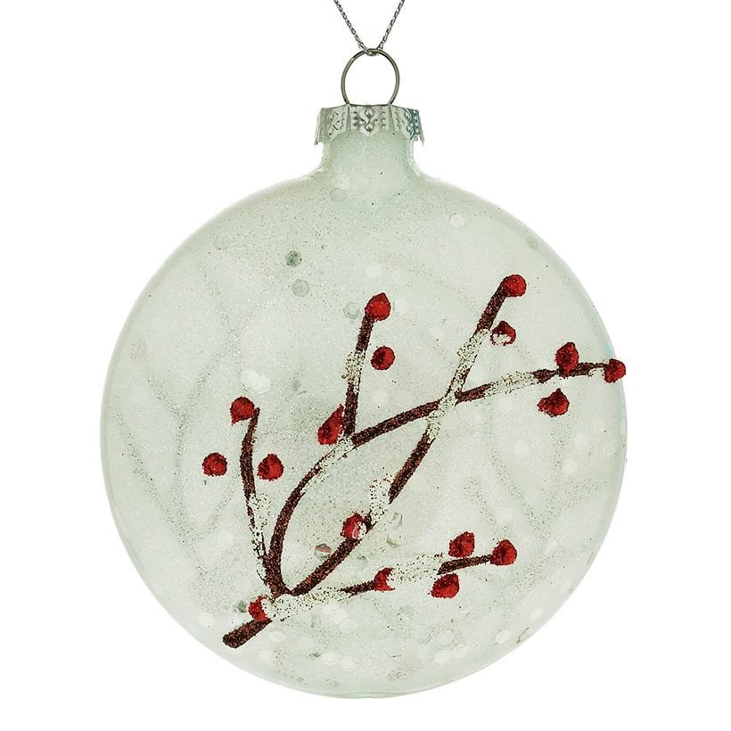 Round Frosted Glass Cardinal Ornament