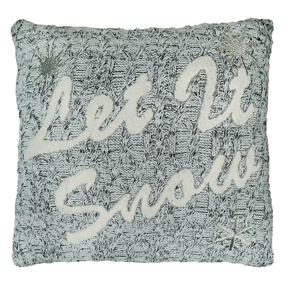 Knit Embroidery Let It Snow Pillow