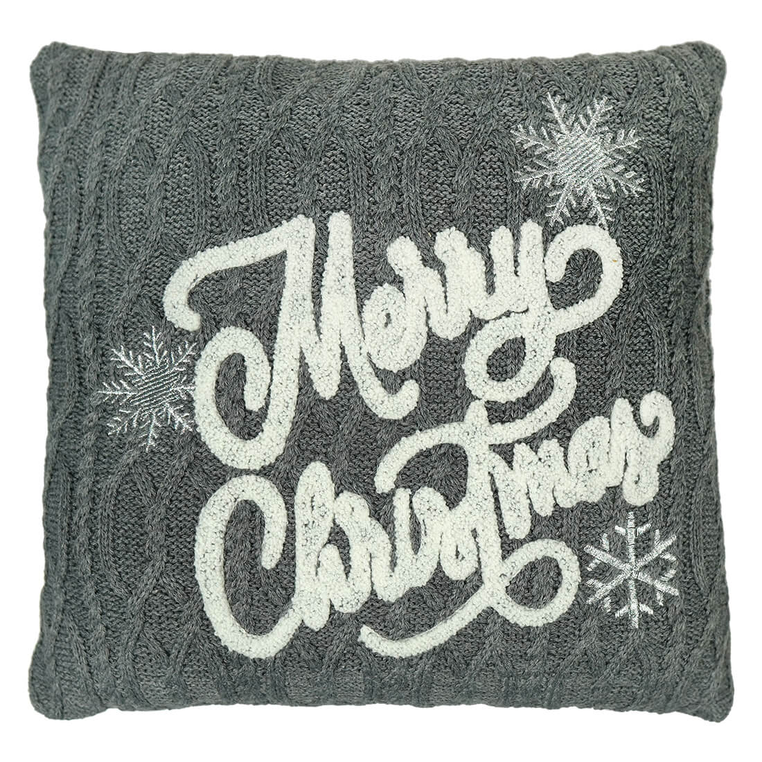 Knit Embroidery Merry Christmas Pillow