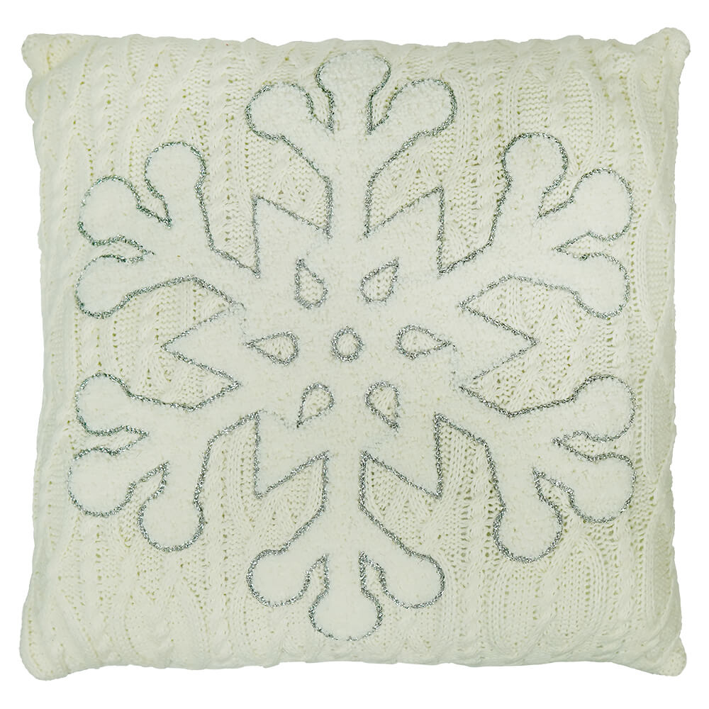 Knit Embroidery Snowflake Pillow