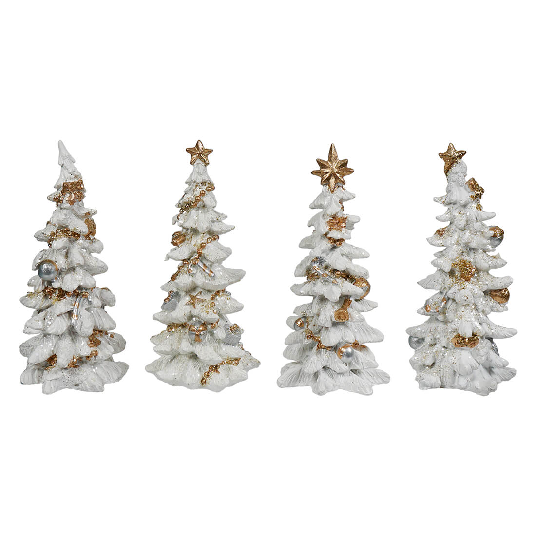 Elegant White Holiday Trees Set/4