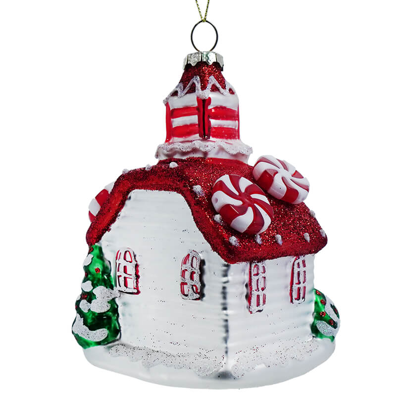 Glass Peppermint House Ornament