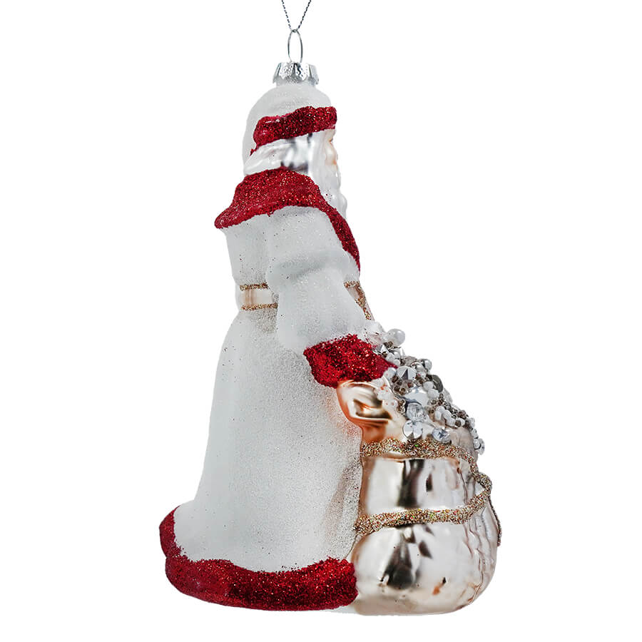 Beaded Glass Santa Holding Sack Ornament