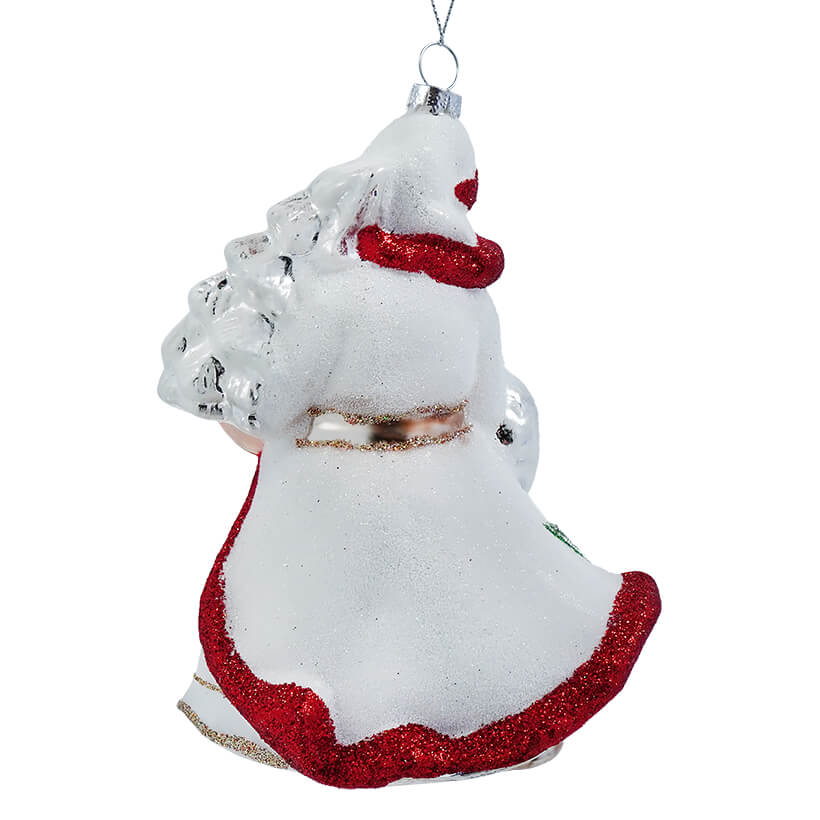 Beaded Glass Santa Holding Staff & Tree Ornament