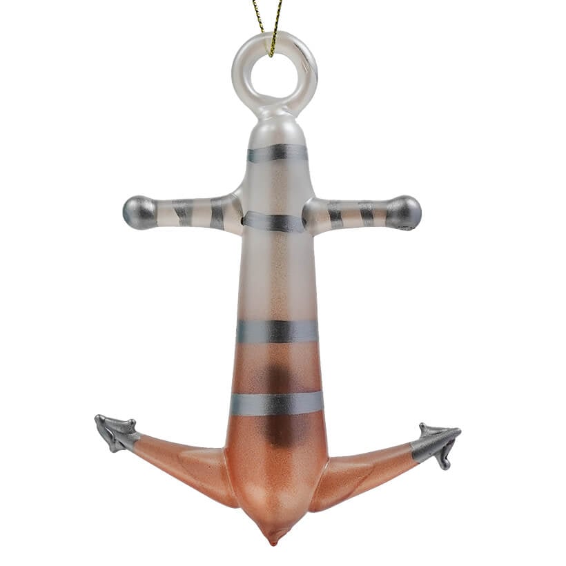 Pink Glass Anchor Ornament
