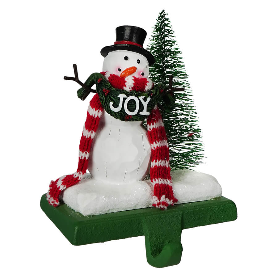 Joy Snowman Bottle Brush Stocking Holder