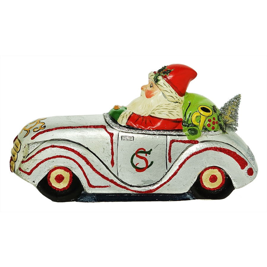 Santa in Silver Taxi