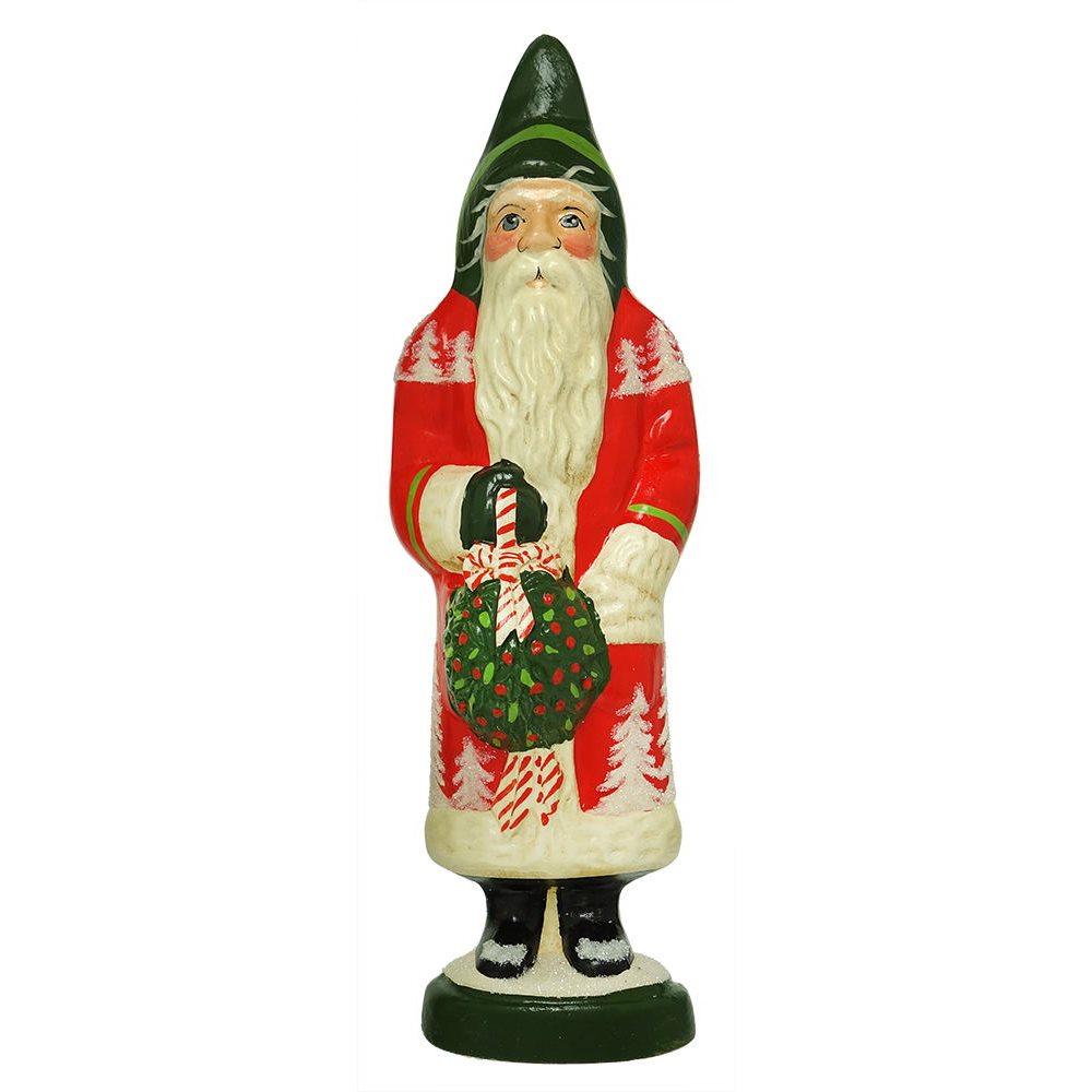 Red Forest Santa with Kissing Ball