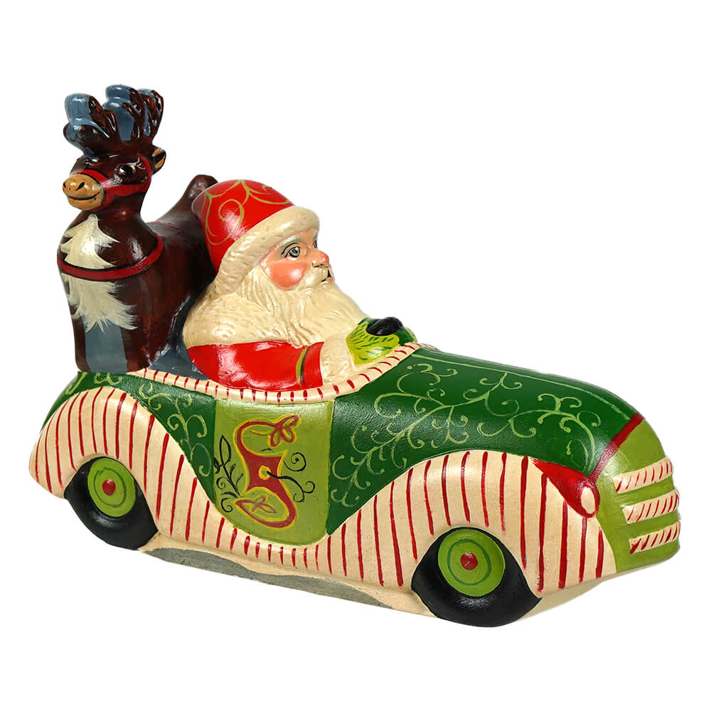 Santa Driving Ornate Christmas Car