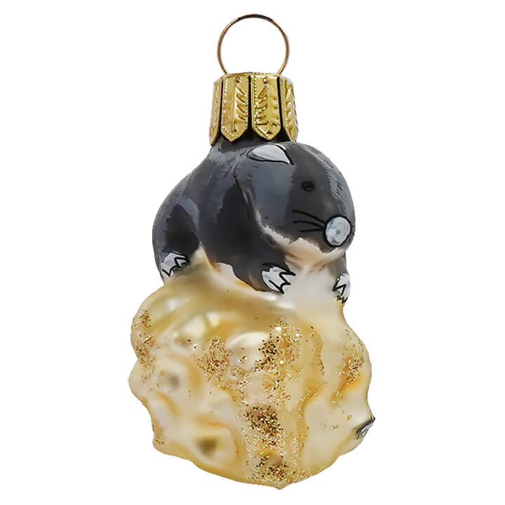 Mouse Sitting Atop Cheese Ornament