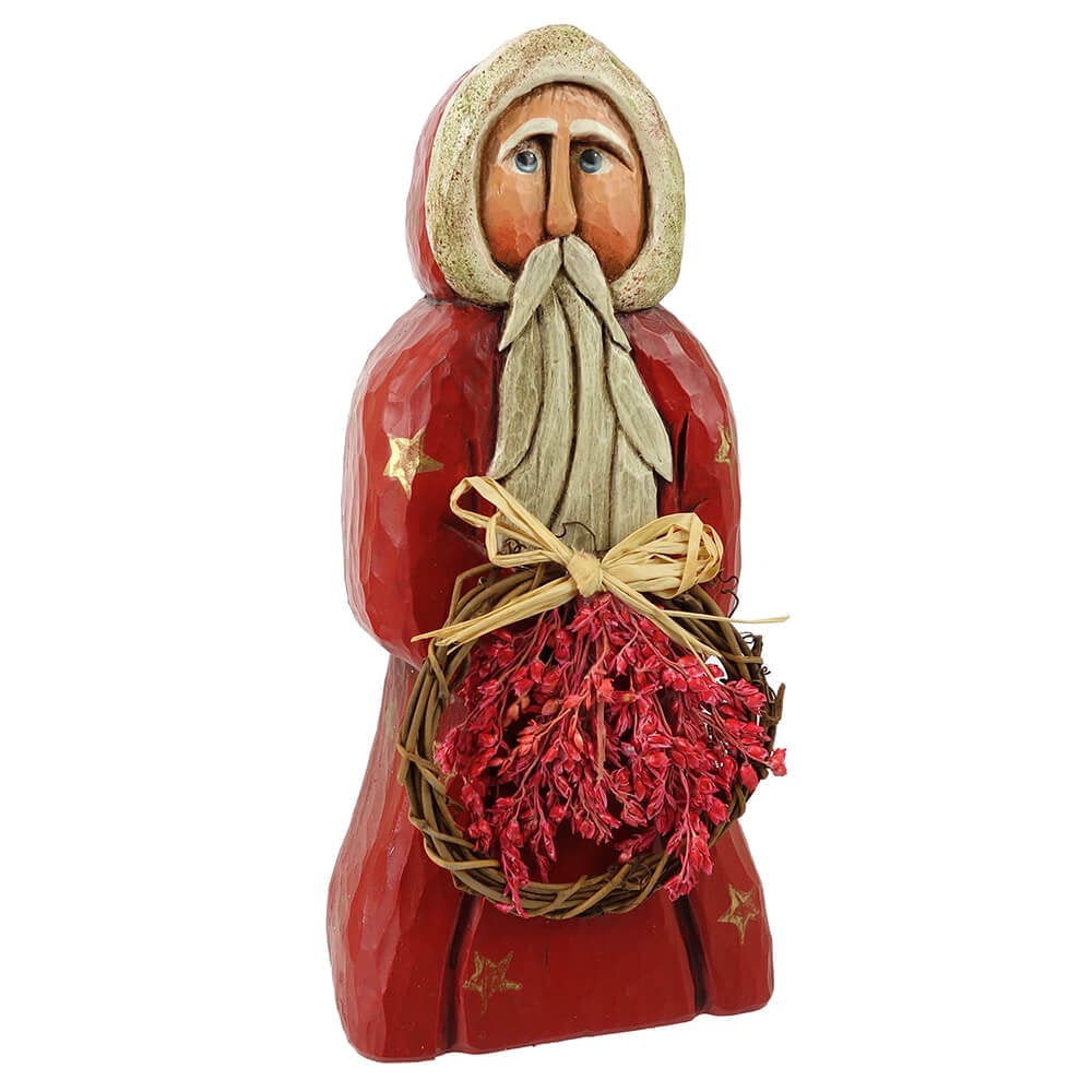 Red Santa with Grapevine Wreath