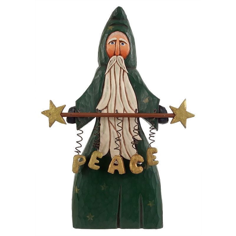 Green Santa With Peace Banner