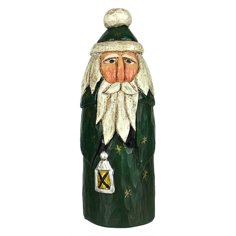 Olde World Green Santa With Lantern