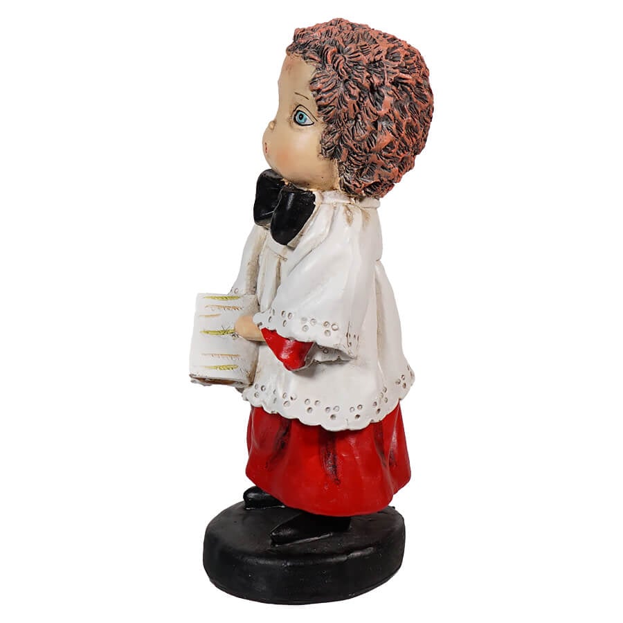 Harper Caroling Boy Resin Figurine