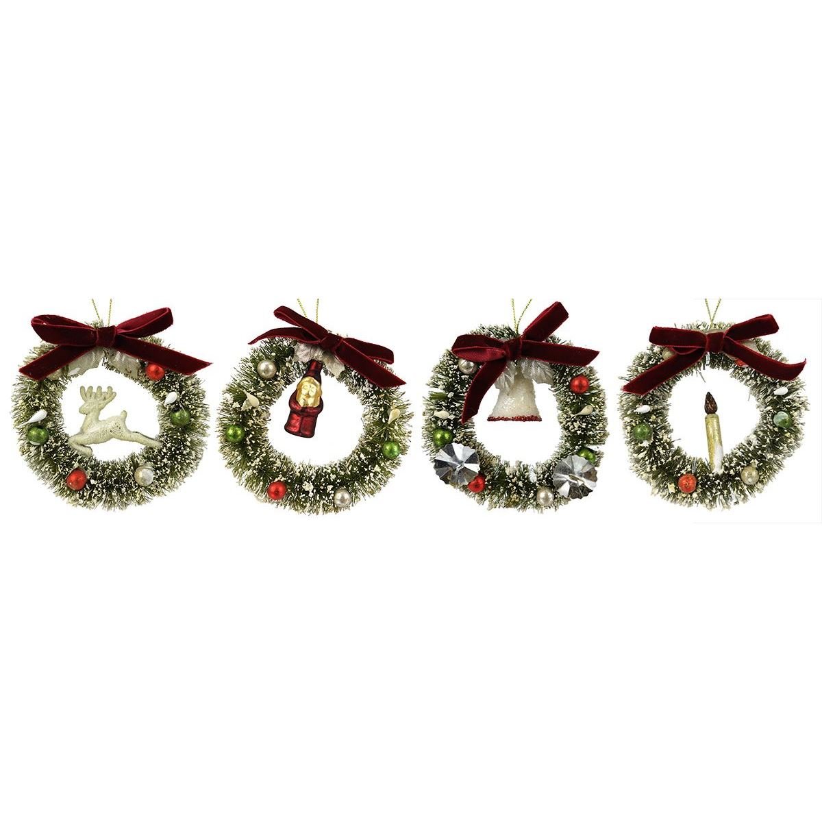Mini Christmas Wreath Ornaments Set/4